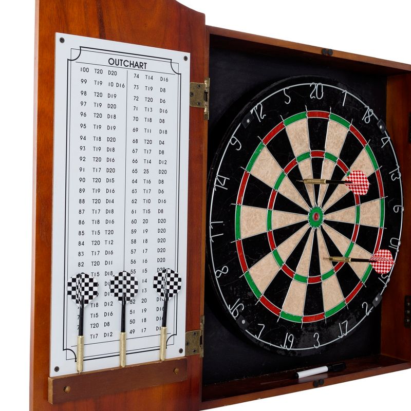 Trademark Games Ultralight Pro-Style Dart Board and Darts in Beveled Wood Dart Cabinet, 5 of 8