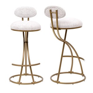 FONTOI 2PCS Round Barstools with Back, Upholstered Bar Stools for Living Room Kitchen, Gold&White Print, 14.96"*36.61"*14.96" - 1 of 4