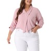 Agnes Orinda Women's Plus Size Long Sleeve Elegant Tie Chiffon Formal Office Blouses - 2 of 4