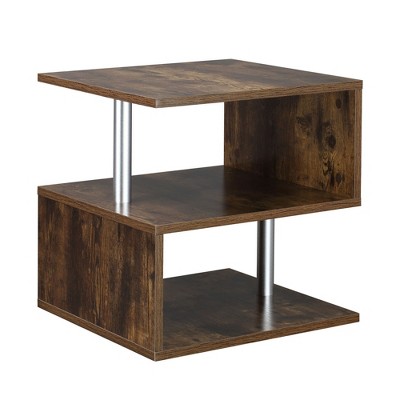 NicBex 20 Inch S-Shaped Coffee Table with Storage Shelf and Steel Poles for Living Room,Bedroom