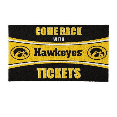 Evergreen Come Back with Tickets University of Iowa 28" x 16" Woven PVC Indoor Outdoor Doormat