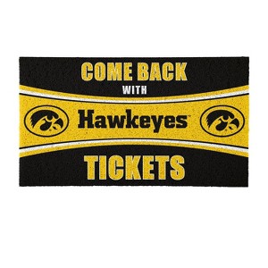 Evergreen Come Back with Tickets University of Iowa 28" x 16" Woven PVC Indoor Outdoor Doormat - 1 of 4