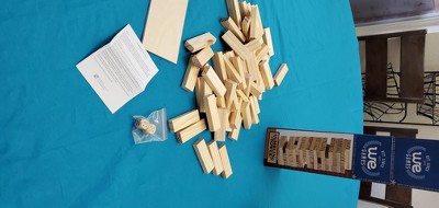 We Games Wood Block Stacking Party Game That Tumbles Down When You Play -  Includes 12 In. Wooden Box And Die : Target
