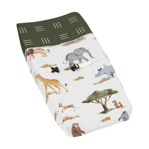 Sweet Jojo Designs Boy or Girl Gender Neutral Unisex Changing Pad Cover Jungle Animals Yellow Orange and White - 1 of 4