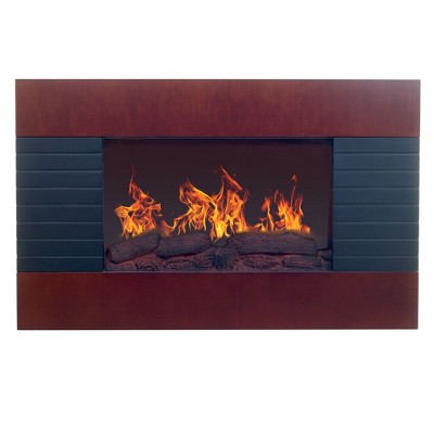 Hastings Home Electric Wall-Mount Fireplace with Remote Control - Mahogany