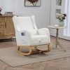 25.4"W Mid-Century Upholstered Rocking Chair with Retractable Footrest and Side Pocket for Nursery, 4Q- ModernLuxe - 4 of 4