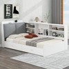 ALEXOUN Twin Size Bed Frame with Upholstered Storage Headboard,Wood Daybed with Bookshelf,Rotatable Table Board for Girls Teens - 4 of 4