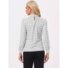 INSPIRE CHIC Women's Bow Tie Neck Keyhole Back Grid Checks Office Work Blouses - 4 of 4