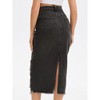 INSPIRE CHIC Women's Ripped Raw Hem High Waisted Stretch Midi Denim Skirt - 4 of 4