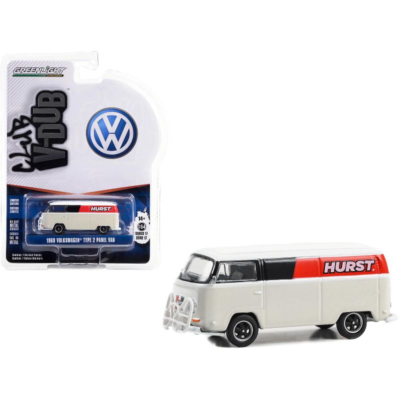 1969 Volkswagen Type 2 Panel Van White with Black and Red Stripes "Hurst Shifters" 1/64 Diecast Model Car by Greenlight, 1 of 4