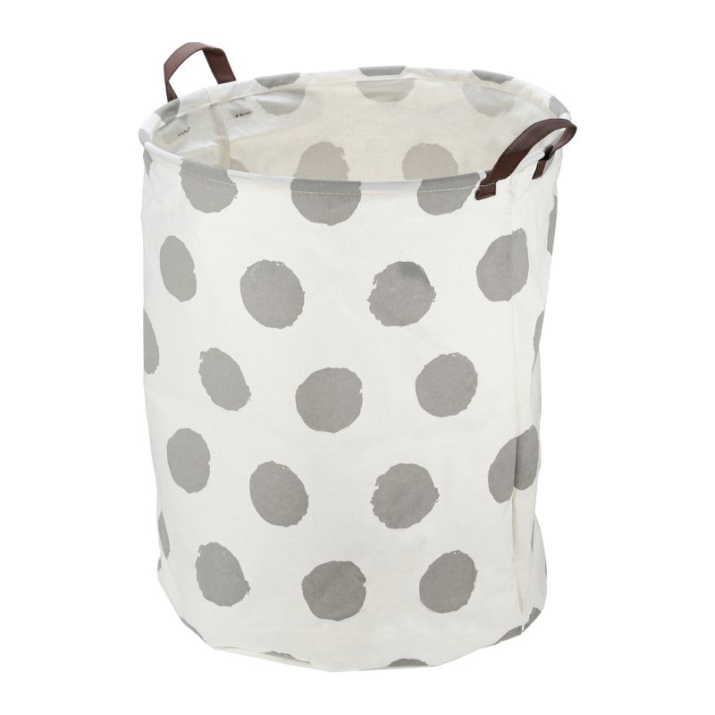 Unique Bargains 3661 Cubic-in Foldable Cylindrical Laundry Basket Gray 1 Pc Polka Dots, 1 of 7