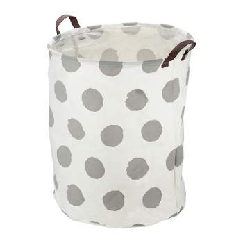 Unique Bargains 3661 Cubic-in Foldable Cylindrical Laundry Basket Gray 1 Pc Polka Dots