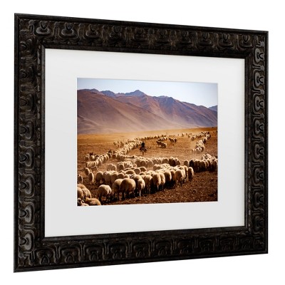Murat Cacim Desert Sheep Herd Framed Canvas Wall Art