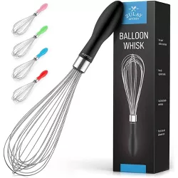 Zulay 12-Inch Stainless Steel Whisk - Balloon Wisk Kitchen Tool With Soft Silicone Handle - Thick Durable Wired Wisk Utensil
