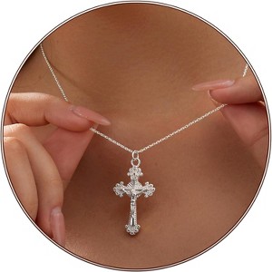 Dainty Gold Cross Necklace for Women, 14K Plated Faith Pendant Choker Hypoallergenic - 1 of 4