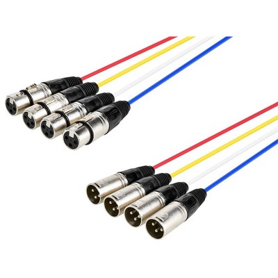 Monoprice 4-Channel XLR Male to XLR Female Snake Cable Cord - 10 Feet- Black/Silver With Metal Connector Housings Plastic And Rubber Cable Boots