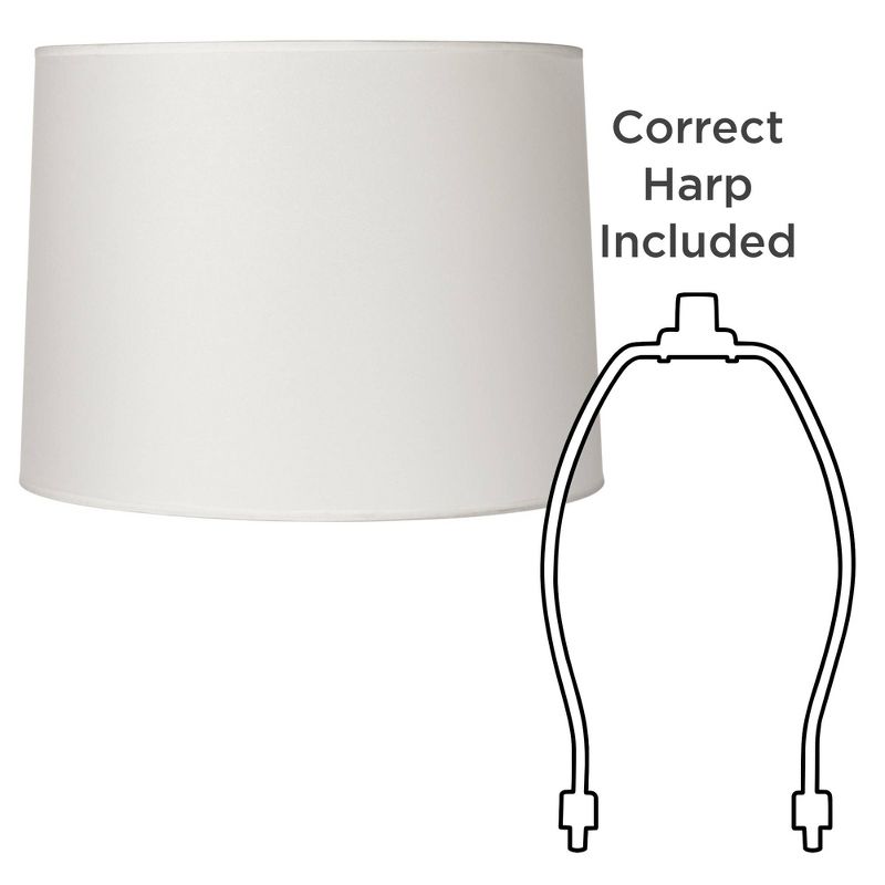 Springcrest Set of 2 Drum Lamp Shades White Medium 13" Top x 14" Bottom x 10" High Spider with Replacement Harp and Finial Fitting, 5 of 7