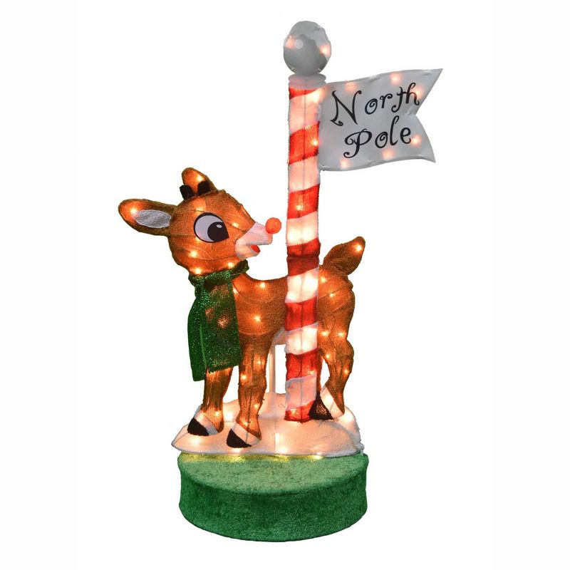 Rudolph the Red Nosed Reindeer Christmas 36" Prelit Oscillating North Pole Outdoor Decoration - Clear Lights, 2 of 3