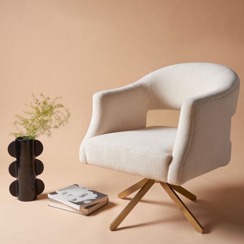 Quartz Swivel Accent Chair - Ivory/Gold - Safavieh., 2 of 10