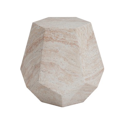 Christopher Knight Home Gerda Outdoor Hexagonal Shape Travertine Lightweight Concrete Side Table