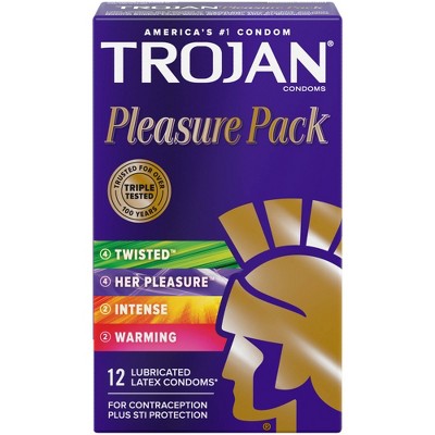 Trojan Pleasure Pack Lubricated Condoms - 12ct