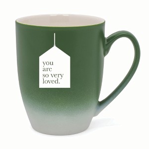 Elanze Designs You Are So Very Loved. Two Toned Ombre Matte 10 ounce New Bone China Coffee Tea Cup Mug, Green and White - 1 of 4