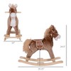 Angel Sar Kids Rocking Horse with Padded Seat, Solid Wood Rocker for Toddlers 3+, Brown/White Plush Toy Horse - 3 of 4
