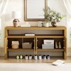60" Modern 4-Door Sideboard with Open Shelf, Solid Wood Veneer Storage Cabinet for Living Room, Hallway, Dining, Black/Natural - ModernLuxe - 3 of 4