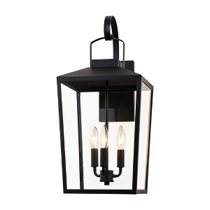 C Cattleya 3-Light Black Outdoor Wall Light with Glass Shade - 1 of 4
