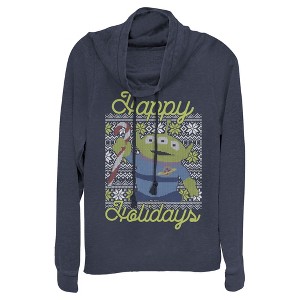 Juniors Womens Toy Story Christmas Alien Holidays Cowl Neck Sweatshirt - 1 of 3