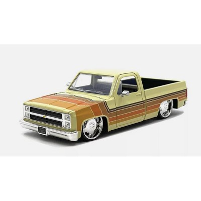 1985 Chevrolet C-10 Pickup Truck in Beige with Stripes and Lowenhart Wheels – Exclusive 'Just Trucks' Series 1/24 Diecast Model by Jada