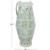 Essential Decor & Beyond 20.5" Tropical White Bamboo Hanging Lantern With Glass Candle Holder and Rope Handle Decorative Accent - 2 of 2