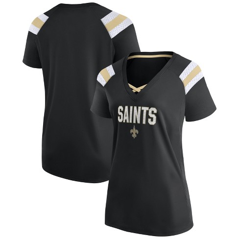 NFL New Orleans Saints Women's Authentic Mesh Short Sleeve Lace Up V-Neck  Fashion Jersey - S