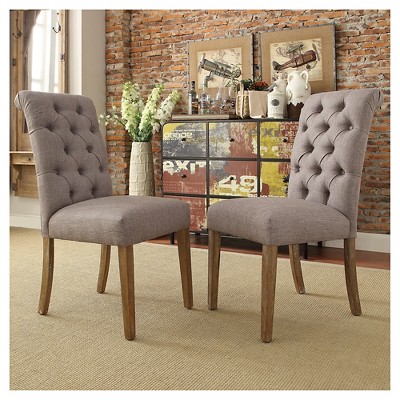 Set of 2 Gramercy Button Tufted Dining Chair Wood - Inspire Q