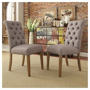 Set of 2 Gramercy Button Tufted Dining Chair Wood - Inspire Q - 1 of 4