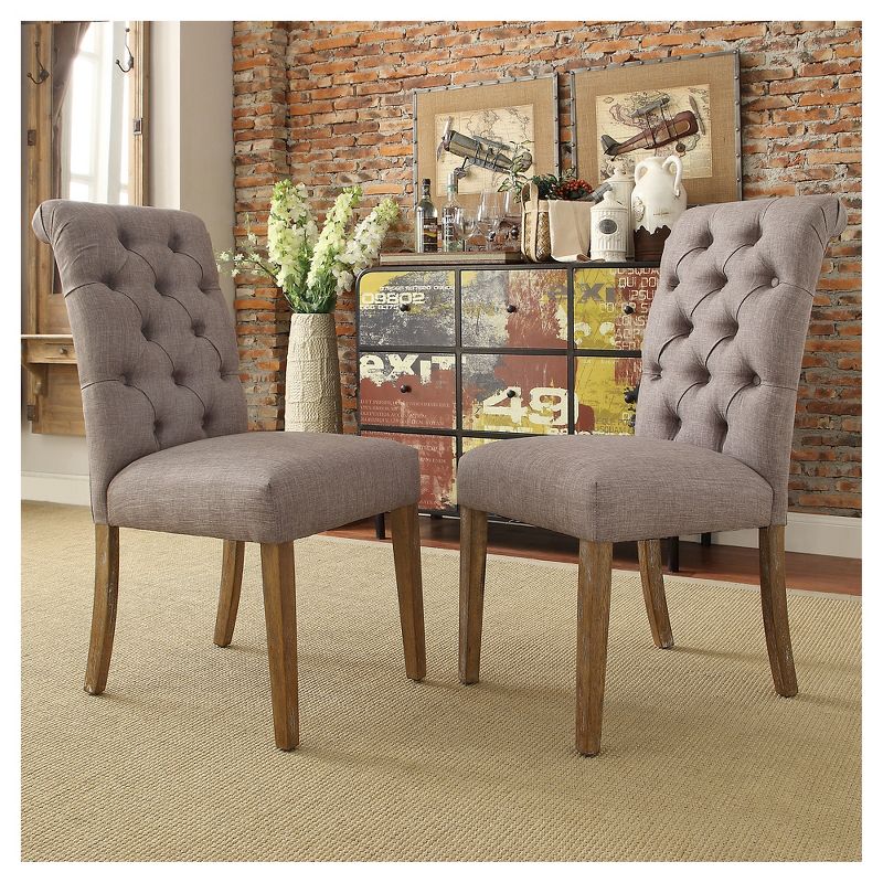 Set of 2 Gramercy Button Tufted Dining Chair Wood - Inspire Q, 5 of 13