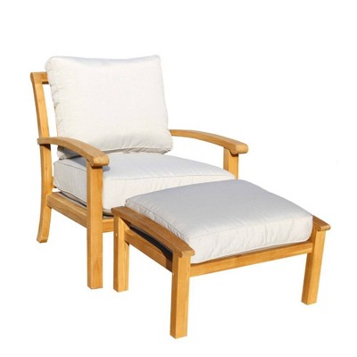 Heritage Teak 2pc Set Club Chair & Ottoman - Natural - Courtyard Casual