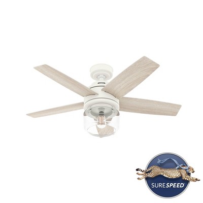 Margo 52" Textured White Ceiling Fan with Light Oak Blades and Remote