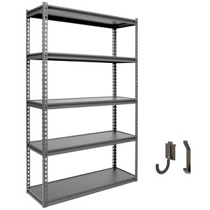 Atlas Shelving 5-Tier 36"x18"x72" 4000lbs Steel Boltless Shelving with Laminate Deck Hammertone: Adjustable Rust-Resistant Storage Racks - 1 of 4