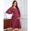 Coolmee Womens Maternity Square Neck Long Sleeve Fall Ruffle Dresses Casual Babydoll Sweater Dress - 4 of 4