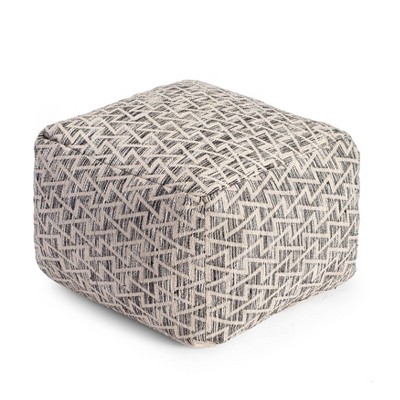 Lafayette Handmade Black & Ivory Square Pouf Ottoman