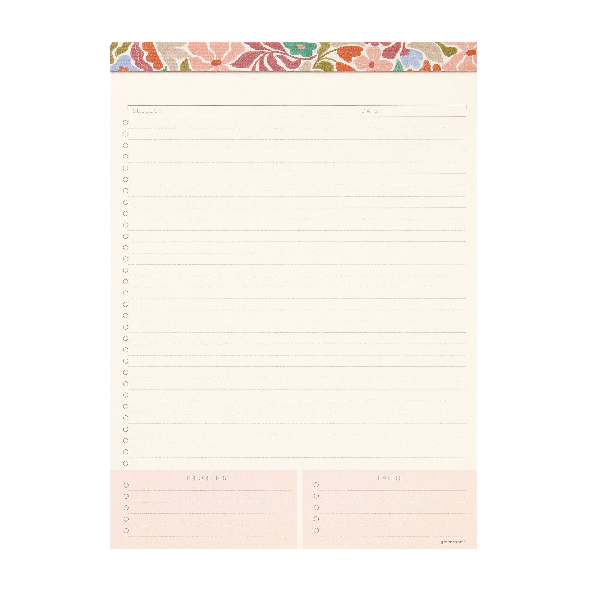 greenroom 8.5"x11" Legal Pad Cream: Notepad for All Occasions, Top Binding, Special Rule, Off-White Paper Basics
