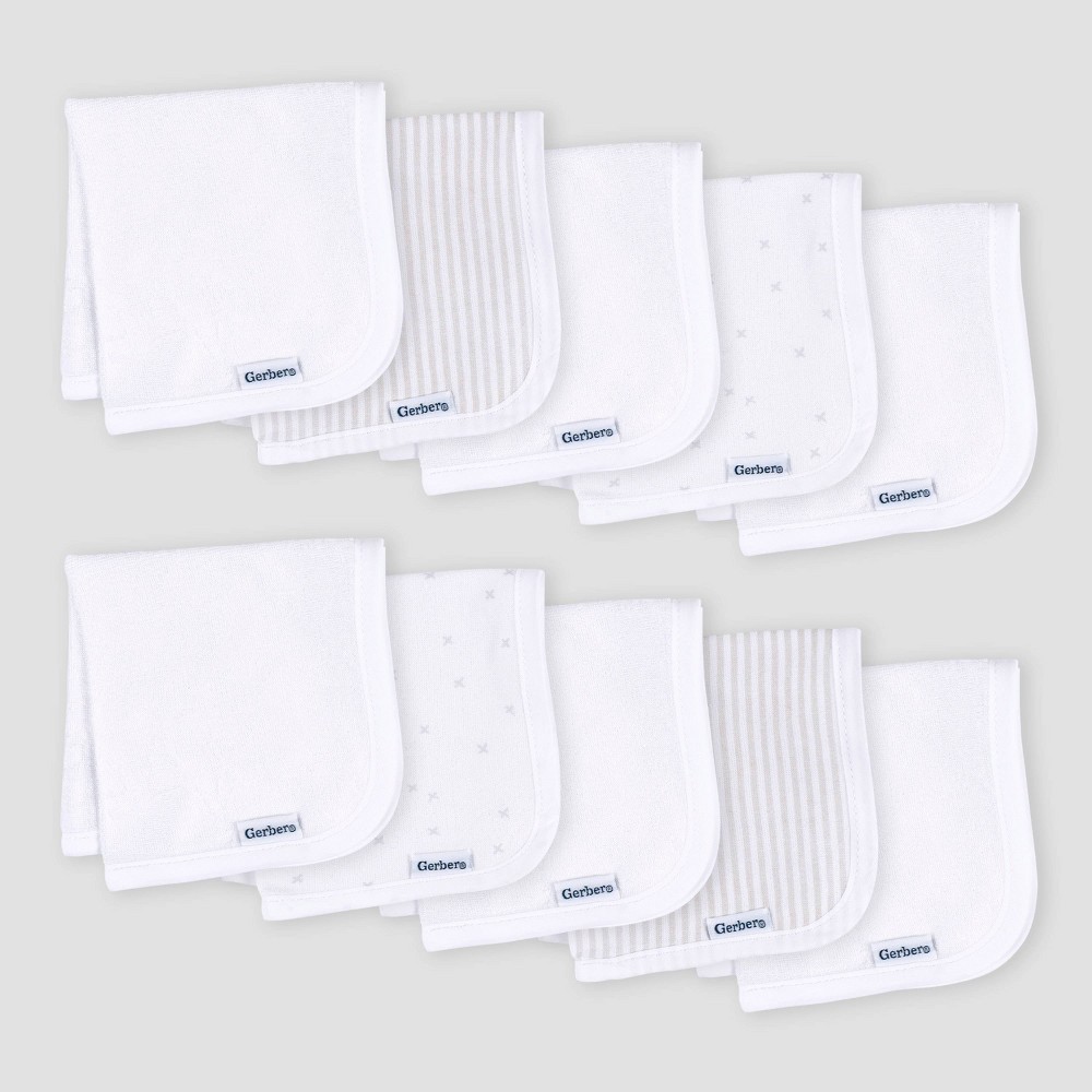 Photos - Towel Gerber Baby 10pk Knit Washcloth - White 