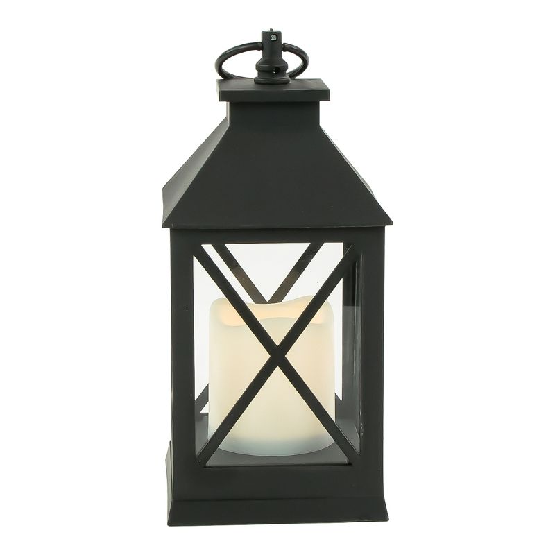 Northlight 9" LED Battery Operated Black Lantern with Flameless Candle, 4 of 5