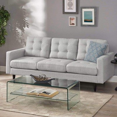 Fabric Contemporary 3-Seater Sofa with Button Tufted Waffle Stitch, Large Seating Area and Assembly Required