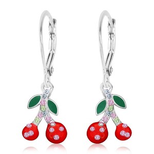 Chanteur Hypoallergenic Kids Jewelry Accessories Cherry Red CZ White Gold Palladium Plating Earrings leverback is made from 925 Sterling silver - 1 of 1
