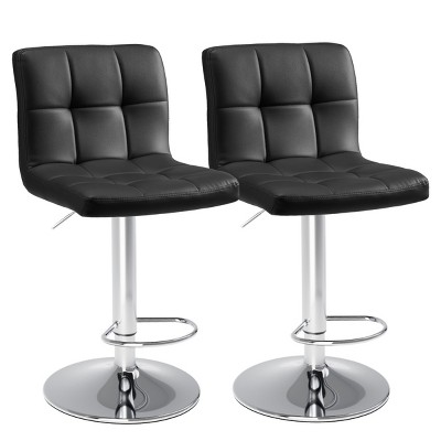 Set of 2 Adjustable Bar Stools,360° Swivel Counter Stool with Layered Footrest,Height Adjustable PU Leather Swivel Barstool Set Of 2-Cuddlewood