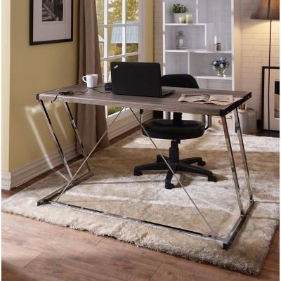 PAGED Home Office Desk Modern Computer Desk with Gold Metal Legs Simple Writing Desk for Office, Study