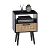 Conner 15.75" Rattan Nightstands with Drawer and Solid Wood Legs, Bedside End Table for Living Room, Bedroom, Indoor Furniture - The Pop Home - 2 of 4