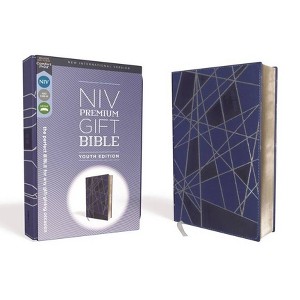 Niv, Premium Gift Bible, Youth Edition, Leathersoft, Blue, Red Letter Edition, Comfort Print - by  Zondervan (Leather Bound) - 1 of 1
